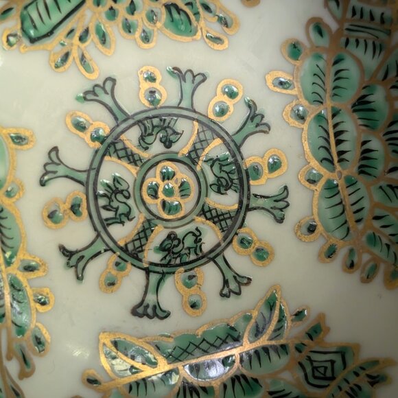 1 Green & Gold Fitzhugh Porcelain Bowl Dish Chinoiserie Preppy Grand Millennial - Picture 4 of 16